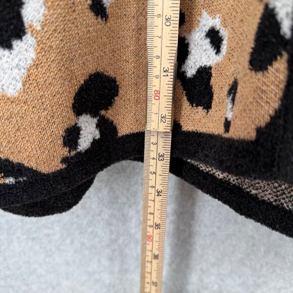 Chicos Long Line Knit Cardigan Sweater Size 1/M Animal Print Hood Cozy NEW - Picture 5 of 14